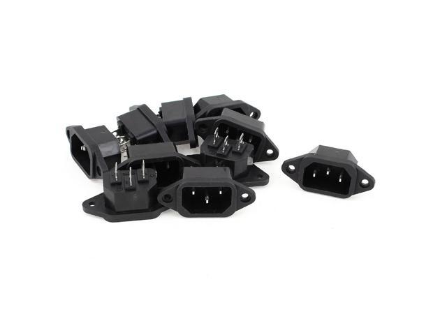 10 Pcs IEC-320 C14 Male PCB Mount Panel Power Inlet Connector AC 250V 10A