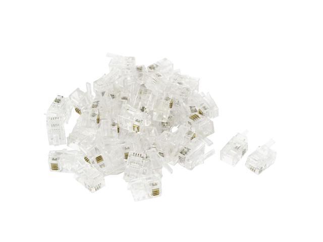 Unique Bargains 40 Pcs RJ9 4P4C Telephone Cable End Phone Adapter Connector Modular Plug