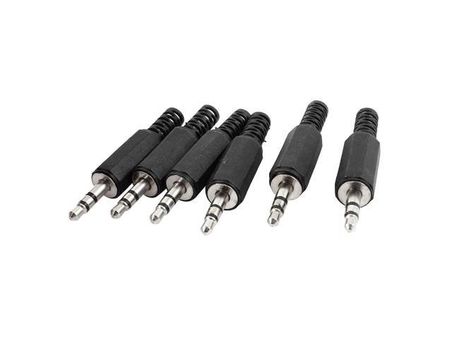 Unique Bargains 6 Pcs Black 3.5mm Male Plug Microphone Speaker Radio Audio Connector Adapter