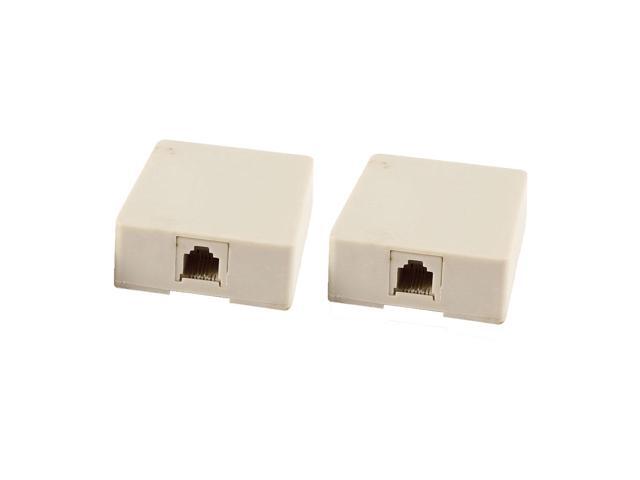 Unique Bargains 2 Pcs RJ11 6P4C Female Socket US Telephone Cable Inline Connector Beige