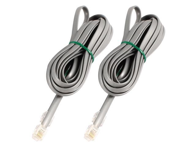 2 Pcs 3Meter RJ11 6P6C Modular Data Telephone Cable Cord for POS Cash Drawer
