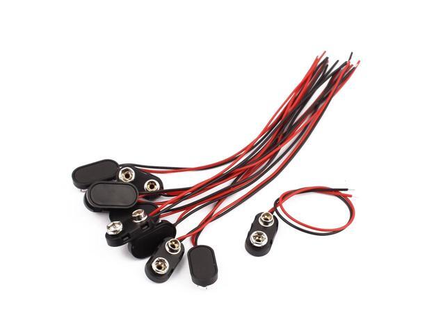 10Pcs 2-Wire Plastic Shell I Type 9V 9 Volt Battery Clip Connector 15cm Length
