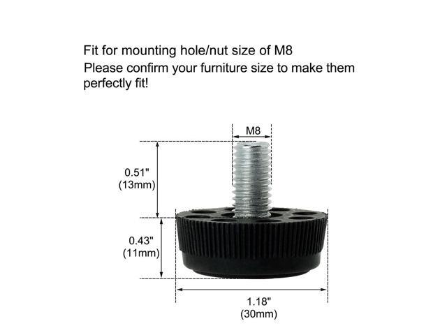 M8 x 13 x 30mm Furniture Leveling Feet Adjuster for Restaurant Table Leg 24pcs