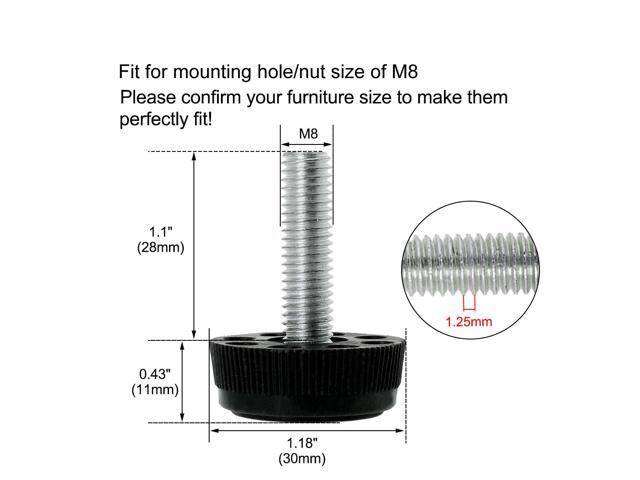 M8 x 28 x 30mm Furniture Glide Leveling Feet Protector for Chair Table Leg 12pcs