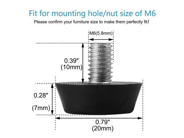 M6 x 10 x 20mm Leveling Feet Adjustable Leveler Protector for Sofa Leg 16pcs