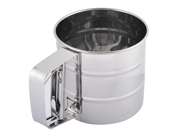 Kitchen Metal Trigger Handle Sugar Flour Sifter Mesh Shaker Strainer 250ml