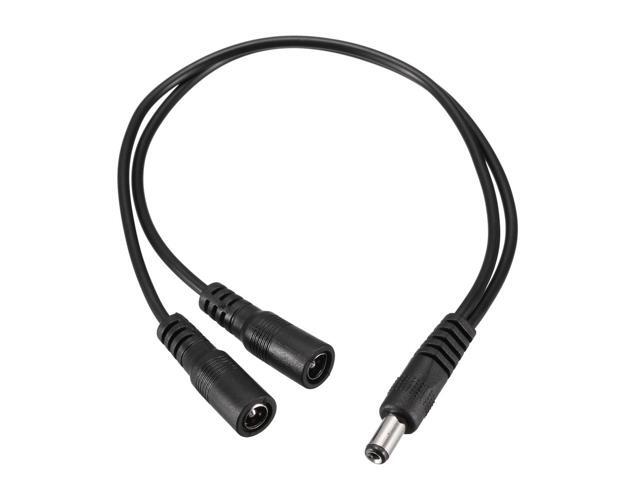 12V DC Power Splitter Cable 1 Male to 2 Female Connectors 32cm 24AWG Cord for CCTV Security Camera 2.1mmx5.5mm