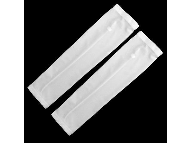 Unisex Golf Basketball Sports Sun Protection Cover Arm Sleeves White XL Pair