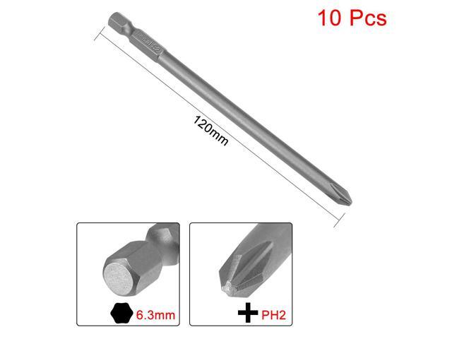 10pcs 120mm 1/4' Hex Shank Magnetic Phillips Head Screwdriver Bits S2