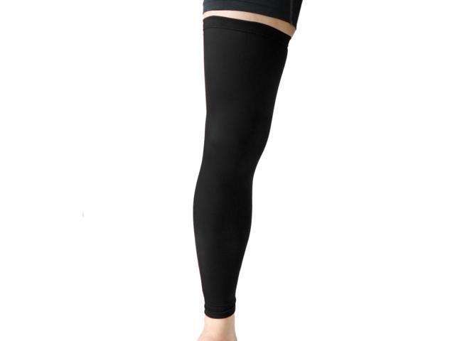 Black XL Size Long Sport Stretch Brace Leg Sleeve Knee Calf UV Protector
