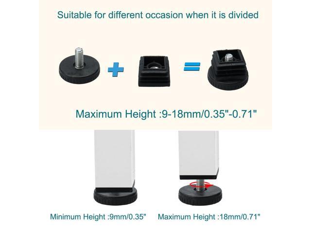 Leveling Feet 30 x 30mm Square Tube Inserts Furniture Adjuster with Nuts 10 Sets