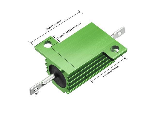 25W 0.5 Ohm Aluminium Housing Chassis Mount Wirewound Power Resistors Green 2pcs