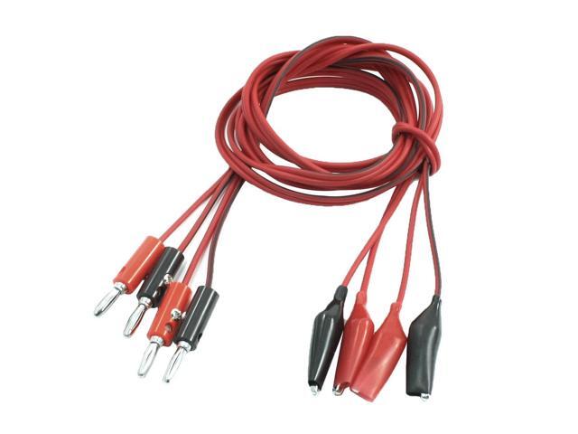 Unique Bargains 2 Pair Alligator Test Wire Clip to Male Banana Plug Cord Cable 1M