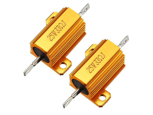 Unique Bargains 25W 33 Ohm Aluminium Housing Chassis Mount Wirewound Power Resistors Gold 2pcs