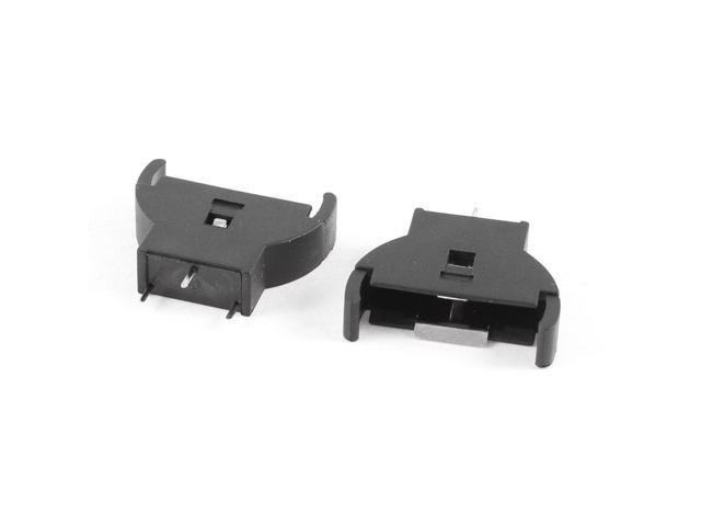 2pcs Black Vertical 3P DIP Mount CR2032 Coin Cell Button Battery Socket Holder