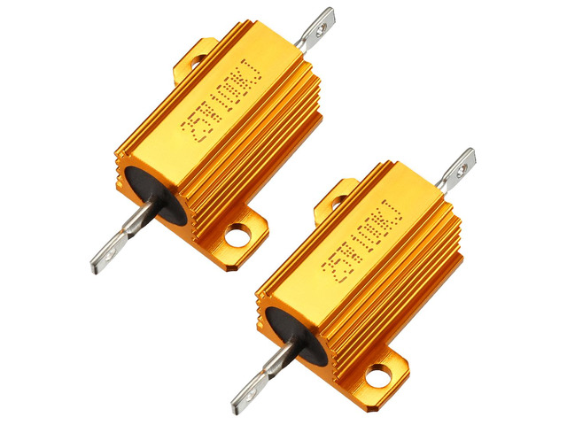 Unique Bargains 25W 100k Ohm Aluminium Lodging Chassis Mount Wirewound Power Resistors Gold 2pcs
