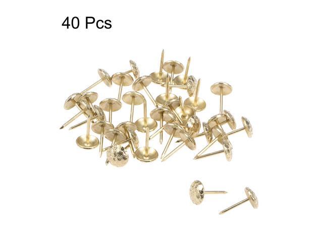 Upholstery Nails Tacks 7/16-Inch Head Dia Antique Round Thumb Push Pins Gold Tone 40 Pcs