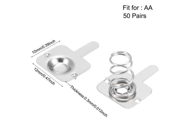 50 Pairs AA Battery Positive Negative Conversion Spring Contact Nickeling Plate 12mmx10mm