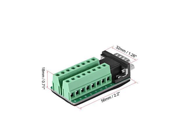 D-sub DB15 Breakout Board Connector 15 Pin 3-row Male Port Solderless Terminal Block Adapter with Positioning Nuts