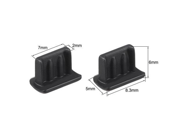 Silicone Mini USB Anti-Dust Stopper Cap Cover Black 10pcs
