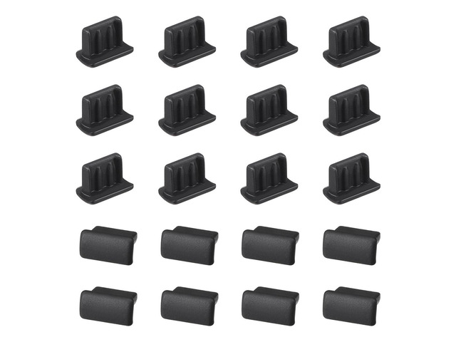 Silicone Mini USB Anti-Dust Stopper Cap Cover Black 20pcs
