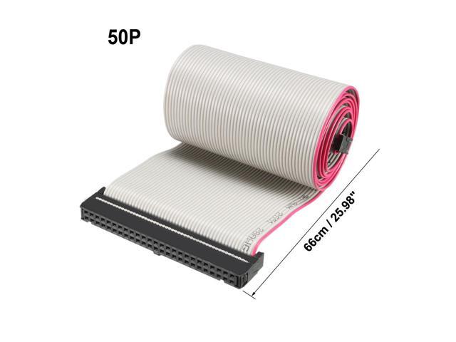 IDC 50 Pins Wire Flat Gray Ribbon Cable 66cm 2.54mm Pitch 1pcs