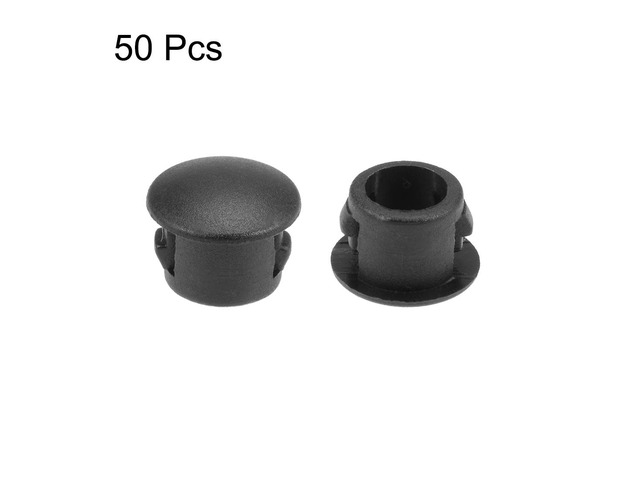 Hole Plugs Black Plastic 6mm(1/4-inch) Snap in Locking Hole Tube Fastener Cover Flush Type Panel Plugs 50 Pcs