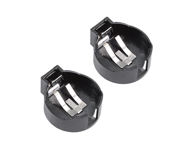 2 Pcs CR2477 Horizontal Coin Button Battery Holder Black Container Case