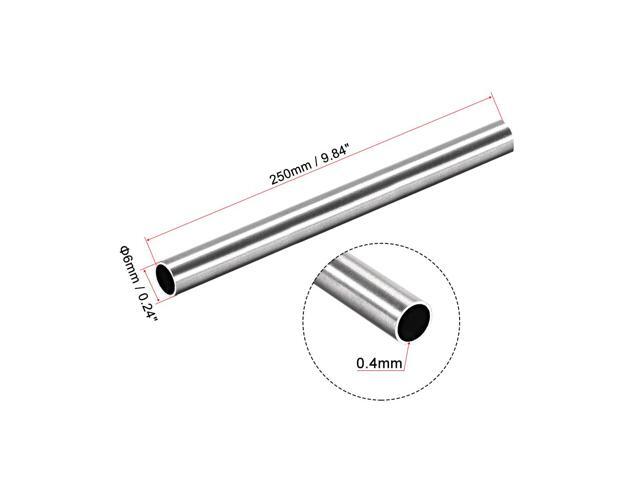 304 Stainless Steel Round Tubing 6mm OD 0.4mm Wall Thickness 250mm Length Seamless Straight Pipe Tube 2 Pcs