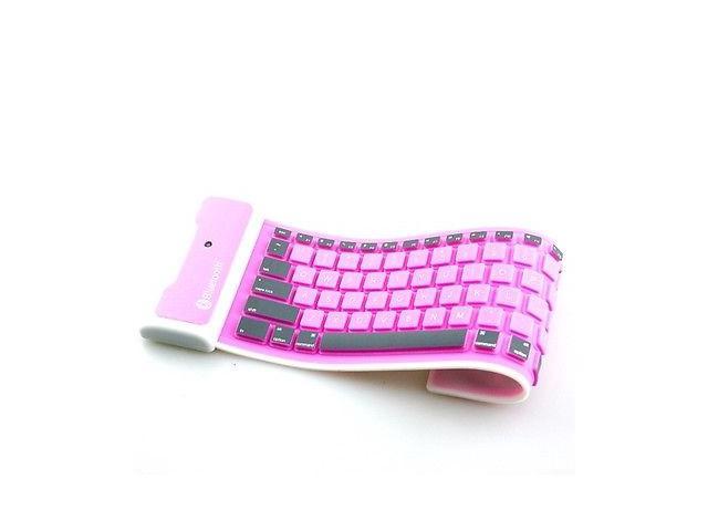 New Pink Bluetooth Wireless Flexible Silicone Roll UP Keyboard for iPad 1/2/3 Tablet