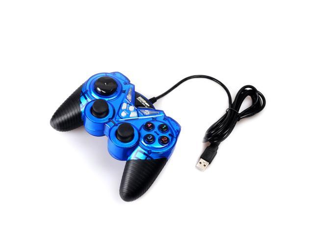 Wired USB Gamepad Double Shock Game Controller Joypad for PC Computer-Blue