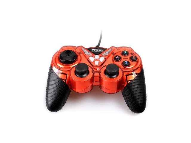 Wired USB Gamepad Double Shock Game Controller Joypad for PC Computer -reddish orange