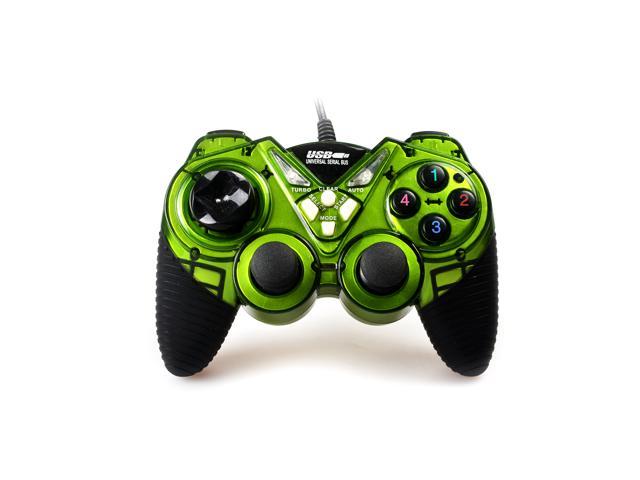 Wired USB Gamepad Double Shock Game Controller Joypad for PC Computer -Green