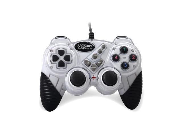 USB 2.0 Wired Gamepad Double Shock Joystick Joypad Game Controller for PC Laptop-white