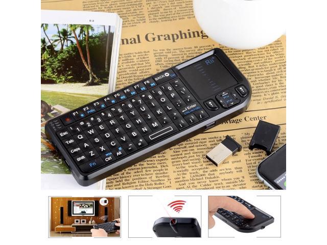 RT-MWK01 Mini Handheld Rechargeable 2.4GHz Wireless Keyboard w/ Touchpad Laser Pointer