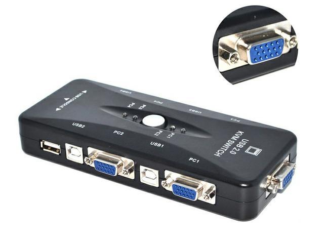 4 Port USB 2.0 KVM VGA Keyboard Mouse Switch Box