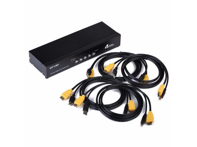 4 Port HDMI Auto USB 2.0 KVM Switch Keyboard Mouse Switcher full HD 1080P, Metal, with cables MT-2104HL