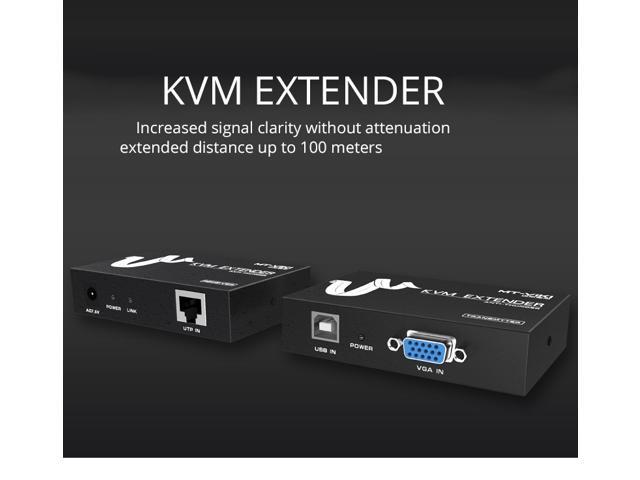 KVM Extension Keyboard Video Mouse Repeater Adapter VGA USB Extender via UTP CAT RJ45 LAN cable MT-100UK-U 100 meter