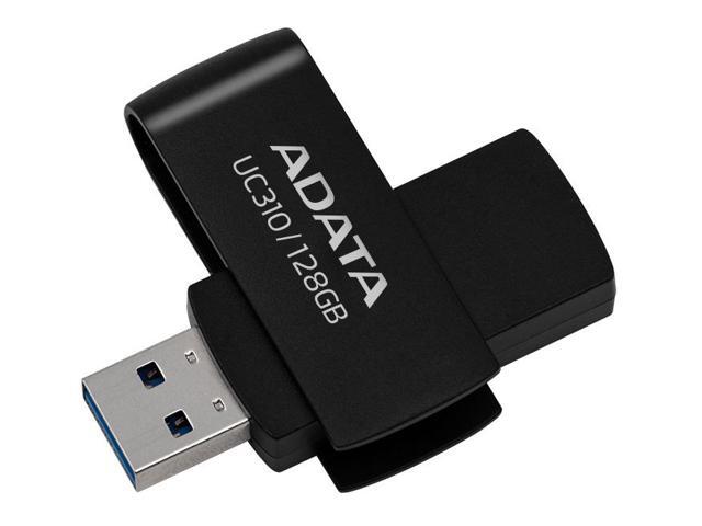 128GB AData UC310 USB 3.2 Flash Drive - Black Capless Swivel
