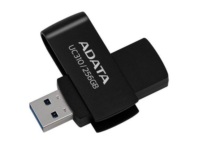 256GB AData UC310 USB 3.2 Flash Drive - Black Capless Swivel