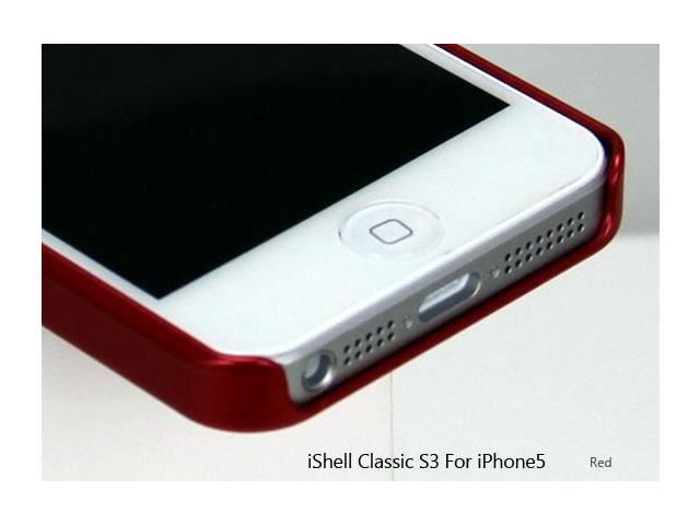 Shield classic iShell Red Snap-On Case + High Quality Screen Protector for iPhone 5 Model CS-APP-iP5-RD