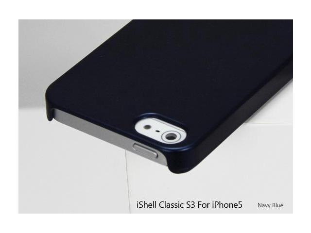 Shield classic iShell Navy Snap-On Case + High Quality Screen Protector for iPhone 5 Blue Model CS-APP-iP5-NBL