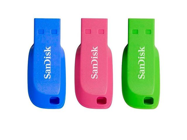 SanDisk Cruzer Blade 16GB. Capacity: 16 GB Device interface: USB Type-A USB version: 2.0. Form factor: Capless. Weight: 2.5 g. Product colour: Blue Green Pink