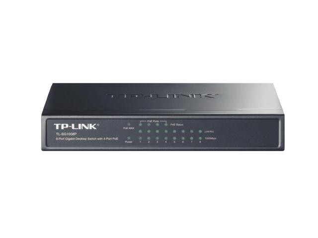 TP-LINK (TL-SG1008P) 8-Port Gigabit Unmanaged Desktop Switch, 4-Port PoE, Steel Case