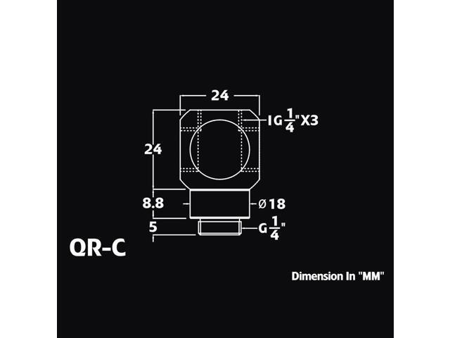 Bitspower G1/4' Q-Rotary Extender Fitting with Triple G1/4' Female Ports, Rotary, Deluxe White