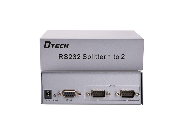 DTech 2-Port RS232 Serial Splitter Box COM Port Expander 1x2 with Power Adapter for Sharing PCs and Capture Data