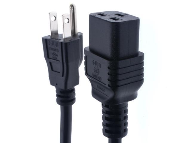 North American Power Cord Extension, NEMA 5-15P to C19,10ft/3m, 3X14 AWG(2.08mm2), 16A, 110-250V,UL Listed,UPS Supply Power Cord