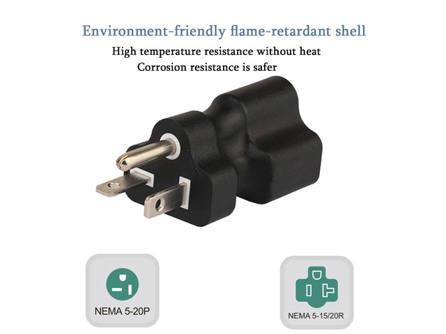 5-20P to 5-15R & 5-20R, 2-IN-1 Nema 5-20P Male to Nema 5-15/20R Female AC Adapter,20 Am...