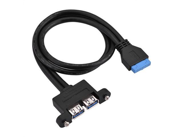 20Pin Motherboard to Dual USB 3.0 Cable with screw panel, Main board 20pin Connector Cable to Adds 2 External Extension USB3.0 Ports (1.64ft/50cm)