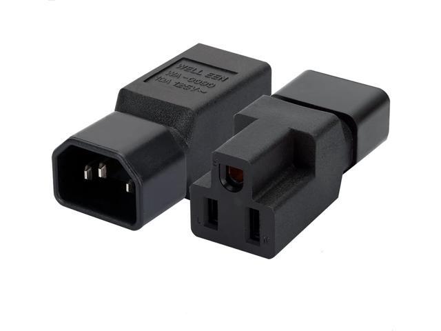 IEC320 C14 Male to Nema 5-15R PDU USA UPS Extension Power Plug Adapter,IEC C14 male plug To Nema 5-15R US 3 Pin Female power adapter Connector,2-Pack